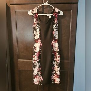 WhiteHouseBlackMarket dress, size 00, black with creme, red & burgandy